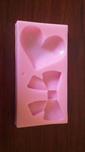 Heart and bow Silicone fondant / sugarpaste mould, size of mould 11x6cm