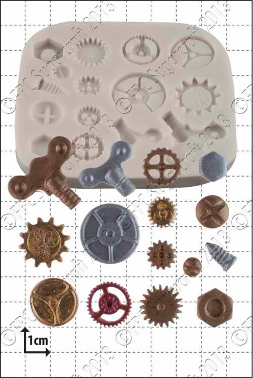 Silicone mould Steampunk geares, size of mould 7x7cm