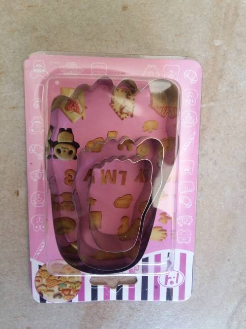 3 piece metal baby feet cookie cutters