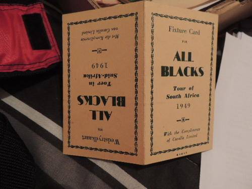 Fixture Card - All Blacks to South Africa 1949