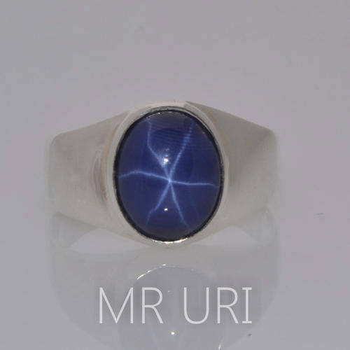 Cr. Star Sapphire , Solid 925 Silver, Ring Size 8,5