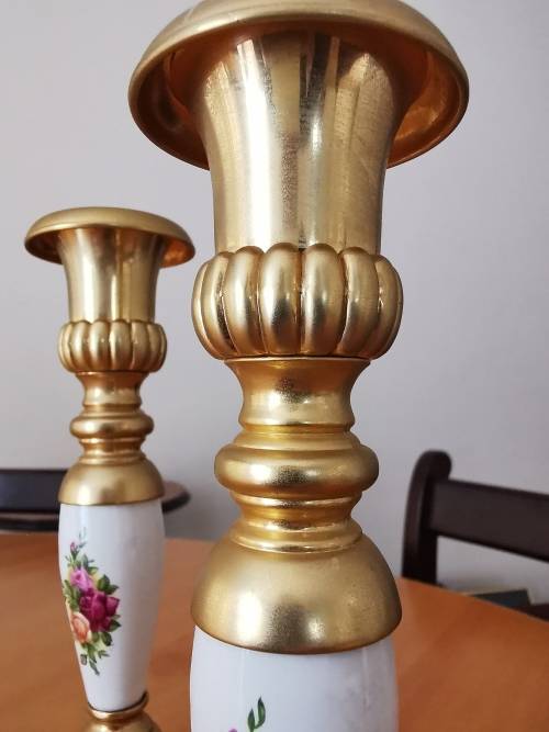 Gold plated!! Royal Albert Royal Doulton candlesticks - RARE!