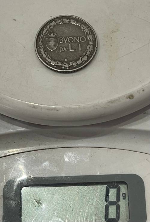 1923 Italy 1 Lire coin - Circulated, 8 Grams (ITA02)