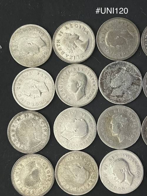 1932-1953 Union of  South Africa - 3d. Silver coins - Circulated (Bid for the lot) 30 Grams (UNI120)