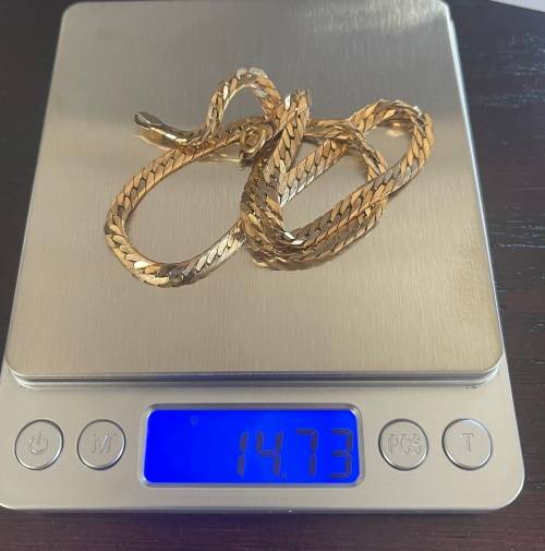 9CT SOLID GOLD (375) NECKLACE - 5MM WIDE and 440MM LONG (14.73 GRAMS)
