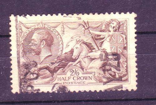 Great Britain - 1919 King George V - 1/2 Crown brown Seahorse.