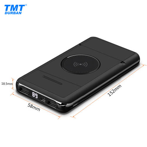 Qi Wireless Charger + 12 000mAh Powerbank with 2 USB Slots + 1 Type C Slot