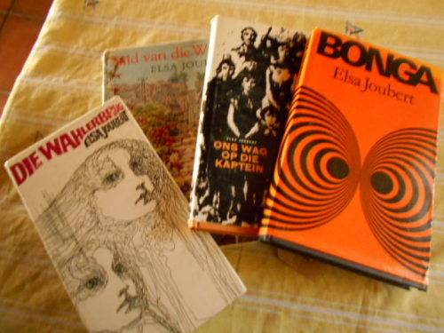 ELSA JOUBERT -  4 BOEKE -  Suid van Wind,  Wahlerbrug, Wag op Kaptein, Bongo Hardebande & stofomslae