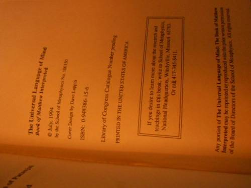 D R CONDRON -  UNIVERSAL LANGUAGE OF MIND - BIBLEBOOK  OF MATTHEW INTERPRETED JULY