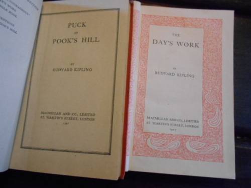 2 SMALL RUDYARD KIPLING BOOKS -   DAY`S WORK 1927 and  PUCK OF  POOK`S HILL 1941
