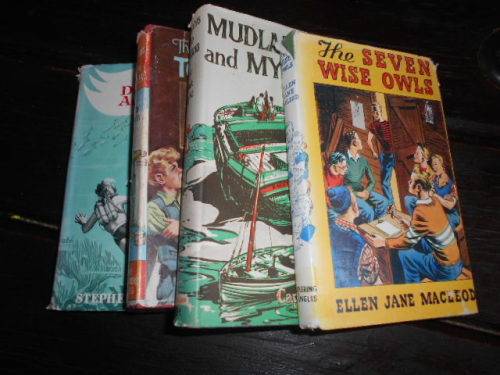 4 BOOKS -  Tom Sawyer,  Peter Denmark adventure,, 7 wise owls  and Mudlarks and Mysteries