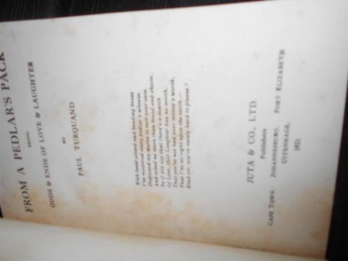 From a Pedlar`s Pack,  Odds and Ends of Love and Laughter Turquand, Paul Ed 1921