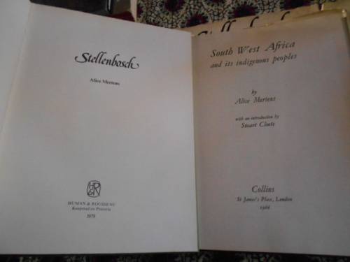 2 ALICE MERTENS - books  SOUTH WEST AFRICA  and STELLENBOSCH PICTURE BOOKS  BL