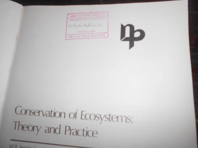CONSERVATION OF ECOSYSTEMS THEORY & PRACTICE - WG SIEFRIED & BR DAVIES 1982