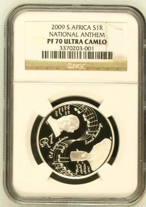 Perfect PF70 - 2009 Protea National Anthem R1 Silver NGC PF70 @ R100 Start no reserve