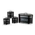 Retro black breadbin with 3 pc cannister set