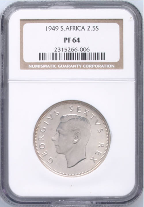 1949 NGC PF 64 2.5 Shilling.