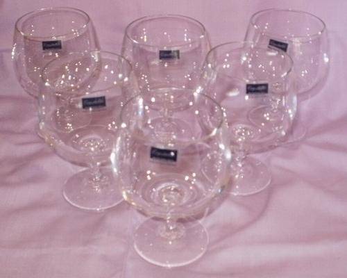 A STUNNING SET X6 BOHEMIAN BRANDY GOBLETS