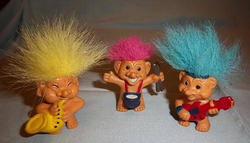 X3 MINIATURE TROLLS PLAYING INSTRUMENTS MARKED WEETOS