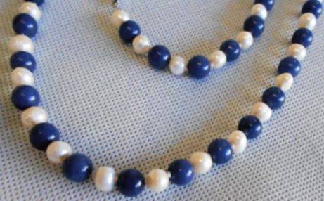 VALENTINE | GENUINE PEARL AND LAPIS LAZULI | 78CM | CLASSIC