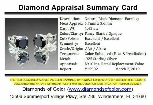 SALE**Certified 1.42tcw Genuine Black Diamond Earrings** Stunning - $910 Appraisal!!!