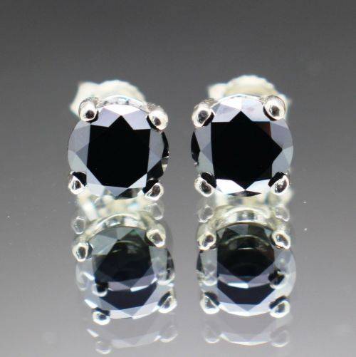 SALE CERTIFIED 3.88TCW GENUINE NATURAL BLACK DIAMOND EARRINGS