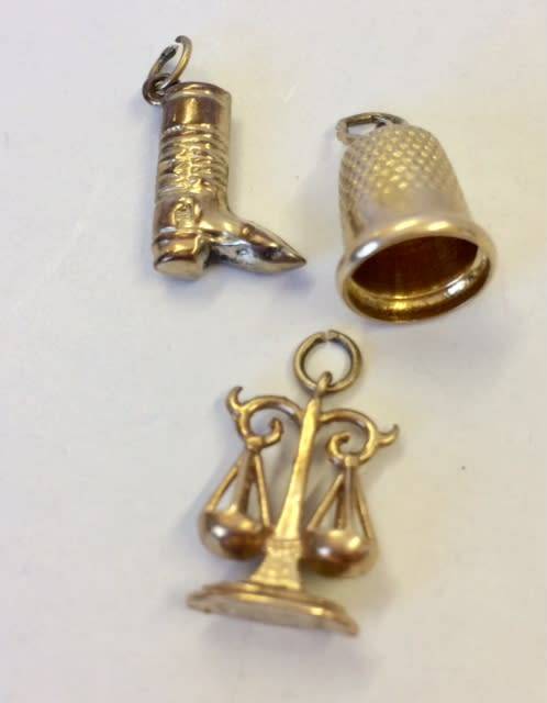 3 Beautiful 9ct Gold Charms