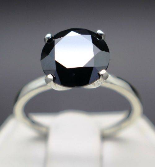 2.52cts Certified Genuine Black Diamond Ring
