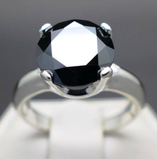 2.42cts Certified Genuine Black Diamond Ring