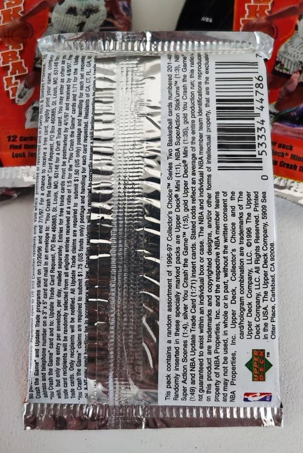 Vintage 96/97 Upper Deck NBA Basketball Collectible Cards(Bid per packet)