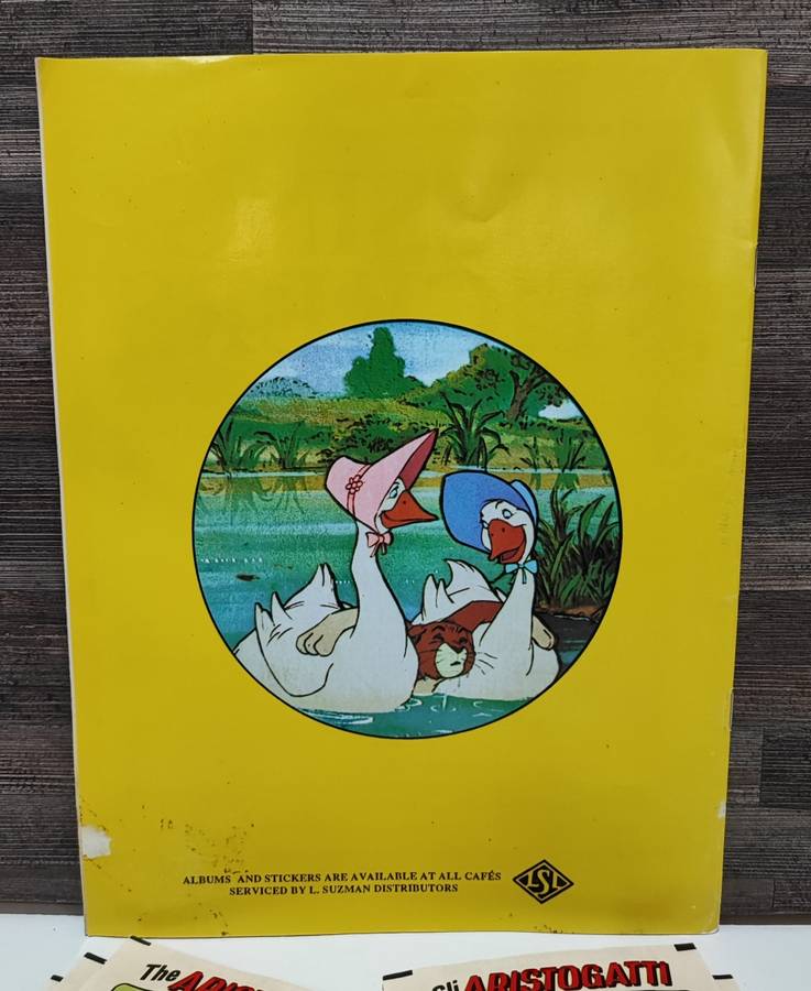Vintage 1986 Panini Disney`s Aristocats Sticker Album & Collectible Stickers