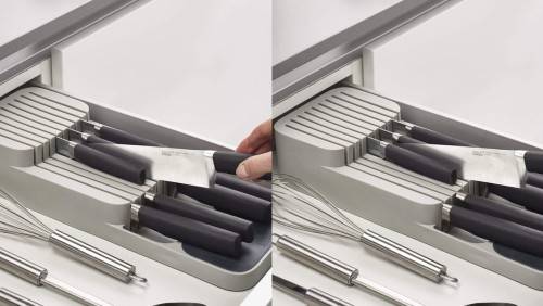 2 Tiers In-Drawer PVC Knife Block Holder Storage Organizer Kitchen Knives Drawer Kitchen knife tray