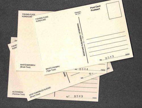 TRANSKEI  ....SET OF 4 SPECIAL POST CARDS .... FISHING FLIES