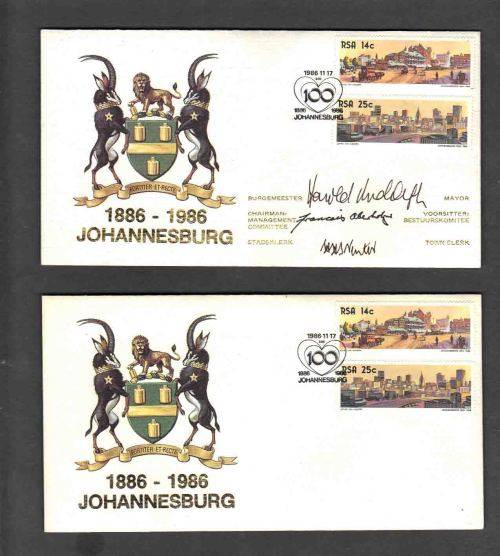 RSA ... JOHANNESBURG 100  x 2 .... SIGNED by MAYOR + 2 OTHER......& Unsigned ..CLEAN