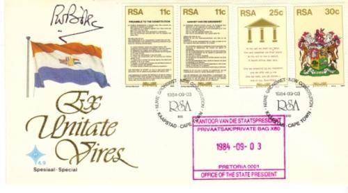 RSA  FDC 4.9 - Signed by State Pres PW Botha  + Cachet of Office
