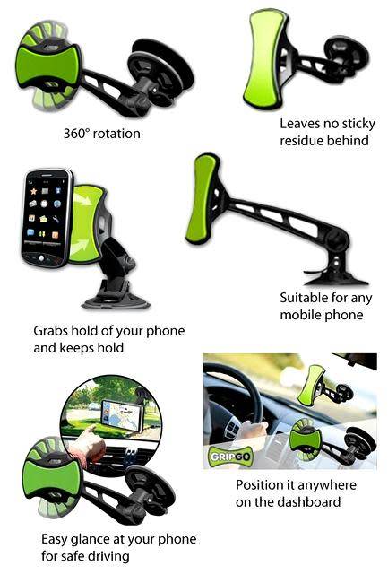 GripGo Universal Car Phone Mount