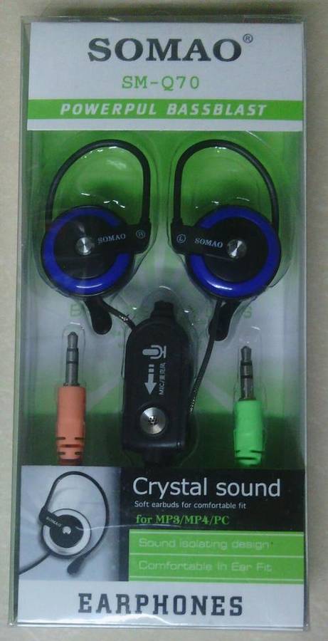 EARPHONES WITH MIC (for MP3/MP4/PC) blue