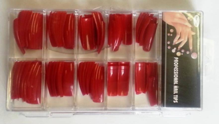 NAIL TIPS RED 100 TIPS