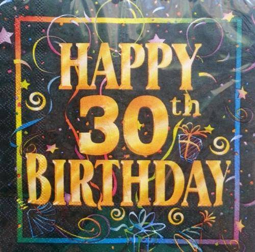HAPPY 30TH BIRTHDAY SERVIETTES 20 PACK