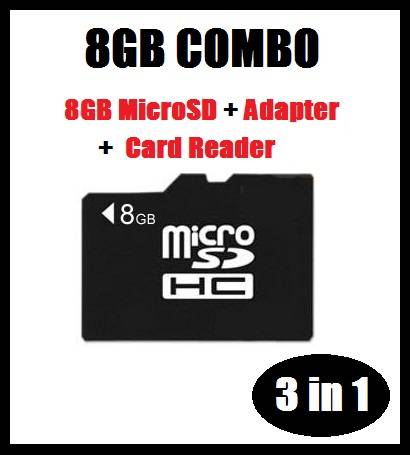 8G Micro SD TF MicroSD memory Card + Reader + Adapter
