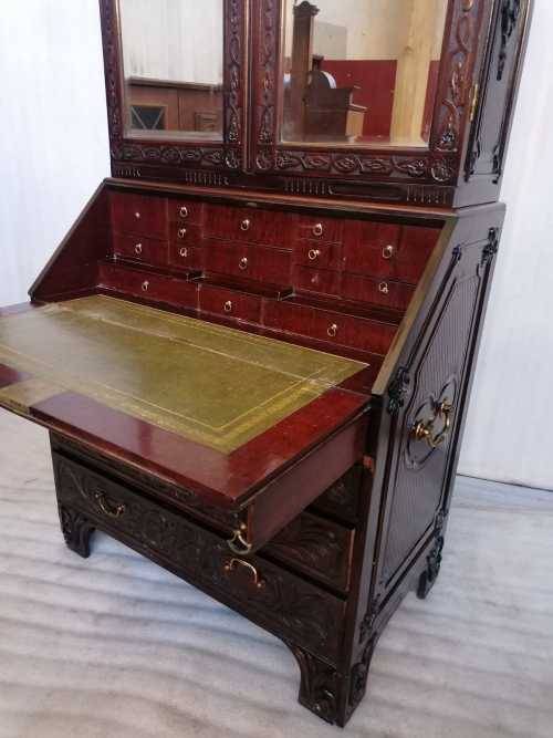 George III Mahogany Bureau/ Bookcase
