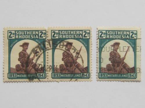 SOUTHERN RHODESIA - 1943 MATABELELAND - PAIR & SINGLE - UHR - CLEAR CANCELLATION