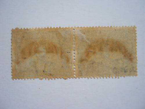 UNION OFFICIALS - 1935-50 1&1/2d GOLD & GREEN WITH OVPT - PAIR - USED