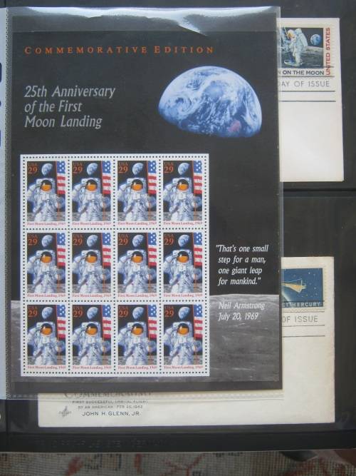 USA - FIRST MOON LANDING - FULL SHEET AND COVER PLUS FDC FIRST ORBITAL FLIGHT SIGNED BY ASTRONAUT