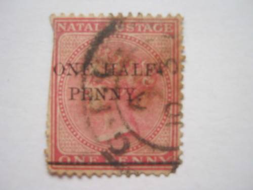 NATAL - 1885 1/2d ON 1D ROSE - POOR SINGLE (GAP FILLER) - USED