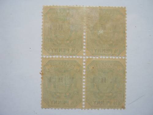 TRANSVAAL - 1900 DEFIN ISSUE (OPTD `VRI`) - 0,5d GREEN - BLOCK OF 4 - UNUSED