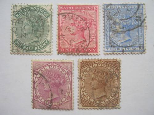 NATAL - 1882-89 DEFIN ISSUE `QV` - SHORT SET OF SINGLES - FINE USED