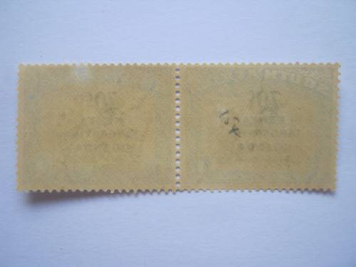 K.U.T. - 1941 STAMPS OF SA OPTD and SURCH - 70c ON 1/- BROWN and BLUE - HORIZONTAL PAIR - UNUSED