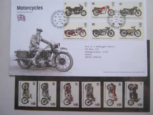 GB QEII - 2005 MOTORCYCLES - FDC plus FULL SET OF SINGLES (MNH)