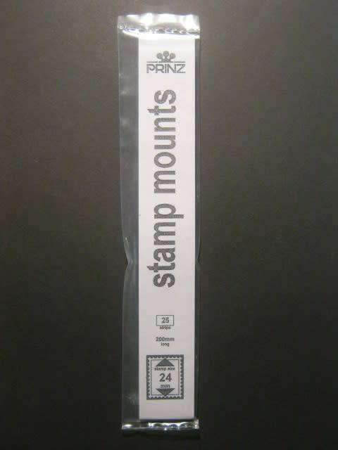 `PRINZ` STAMP MOUNTS - STAMP SIZE 24mm - 25 STRIPS - 200mm LONG